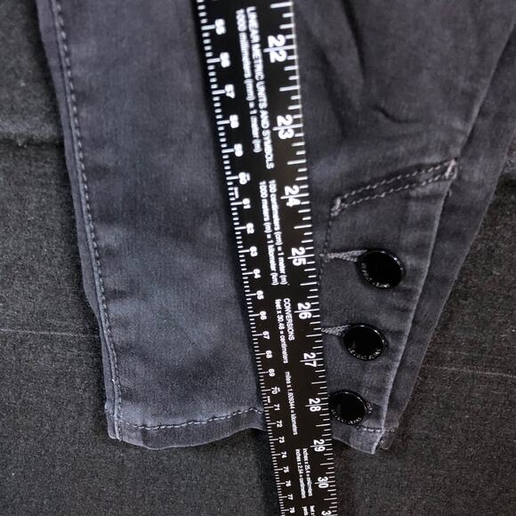 Seven7 Womens Jeans Black Denim Ankle Button Hems Leggings Whiskered Stretch 12 - Picture 8 of 11